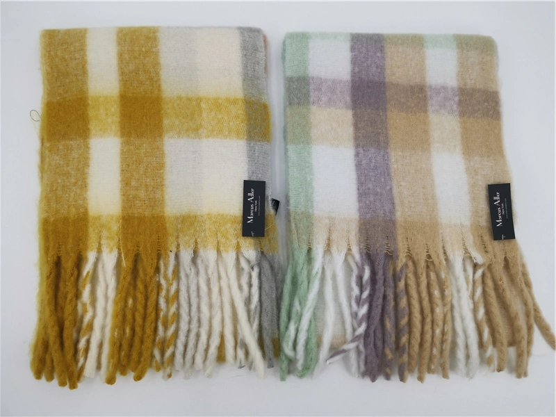 Factory Selling Popular Women Men Polyester Plaid Winter Warm Long Scarf for Custom Logo