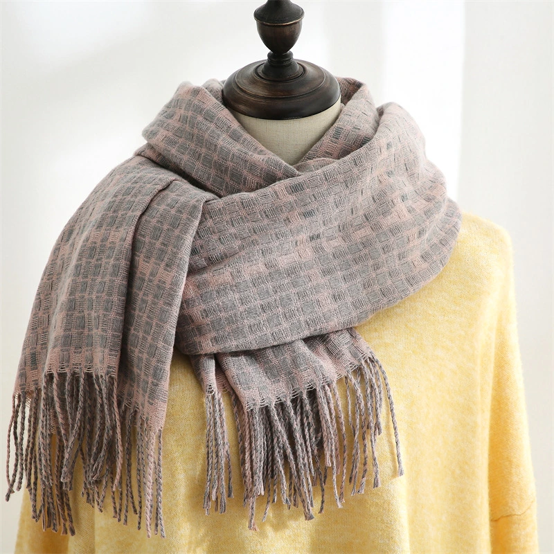 Winter Cashmere Warm Printed Plaid Japanese and Korean Sweet Shawl MID-Length Lady Scarf