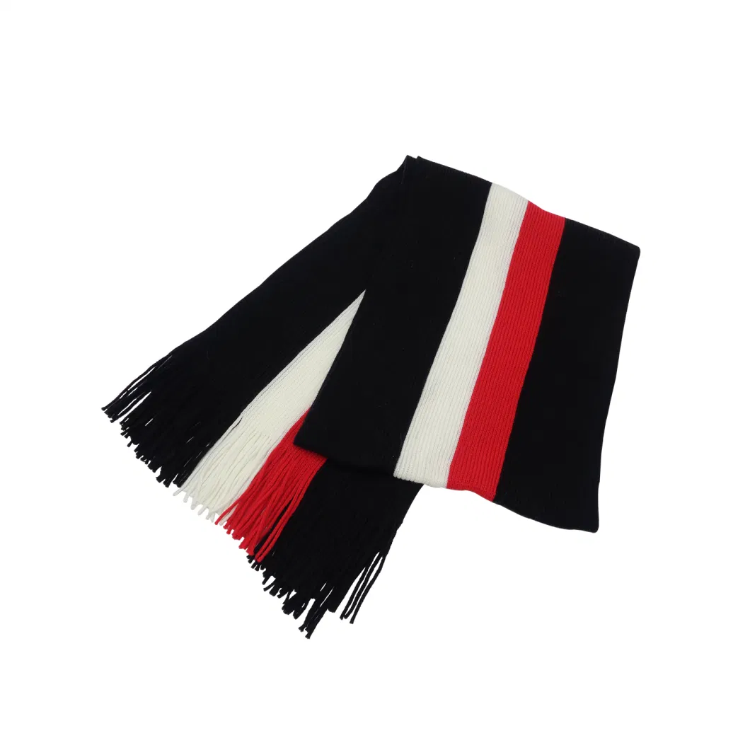 Custom Wholesale Knitted Quality Color Stripe Sport Soccer Muffler Scarf