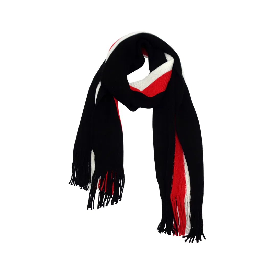 Custom Wholesale Knitted Quality Color Stripe Sport Soccer Muffler Scarf