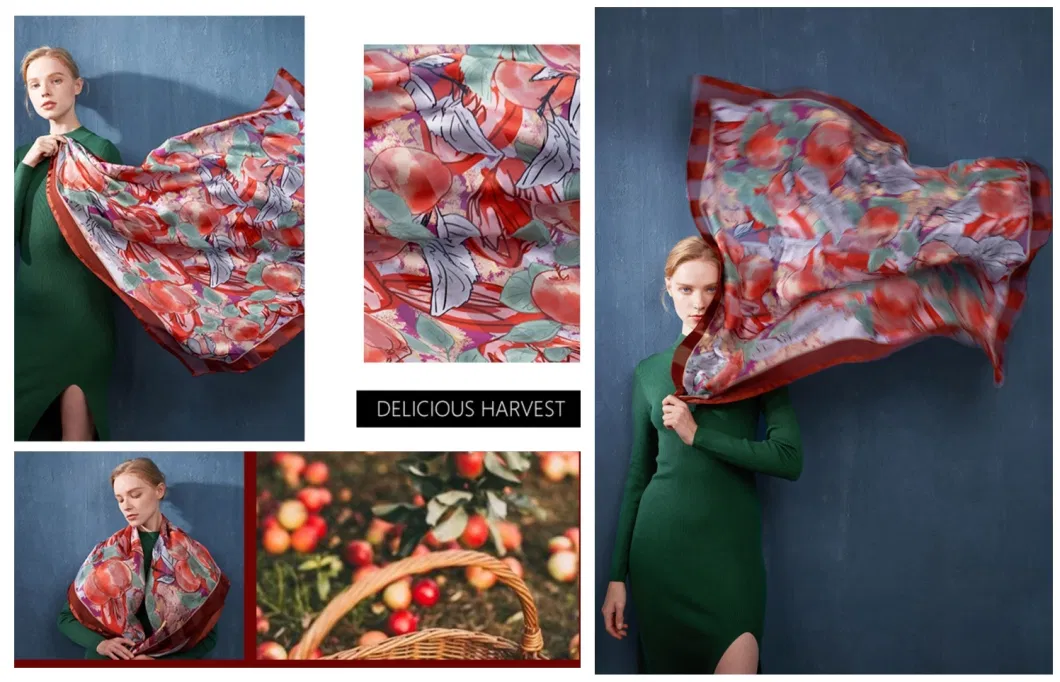 Wholesale Digital Printing 100% Pure Custom Silk Scarf Hijab with Custom Design Custom Label