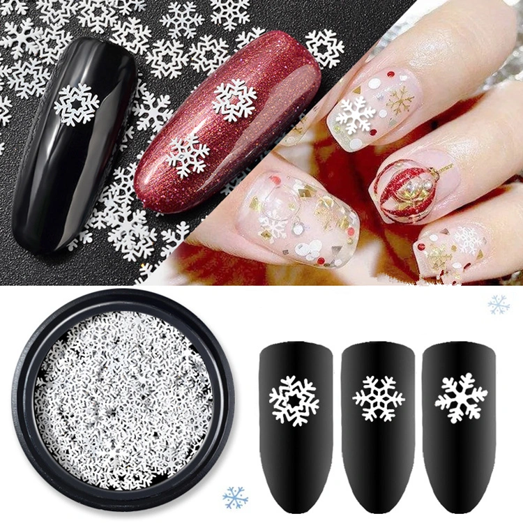 New Nail Jewelry Wholesale White Snowflake Computer Film Ultra-Thin Sequins Christmas Snowflake Series