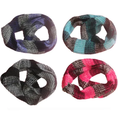 Écharpe infini en tricot à la mode chinée bloc de couleurs